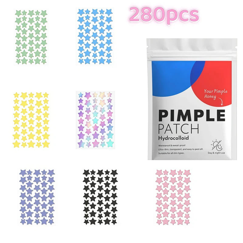 7-Color Star Acne Patch Set - Multi-Size Hydrocolloid Skin Covers for Acne Treatment