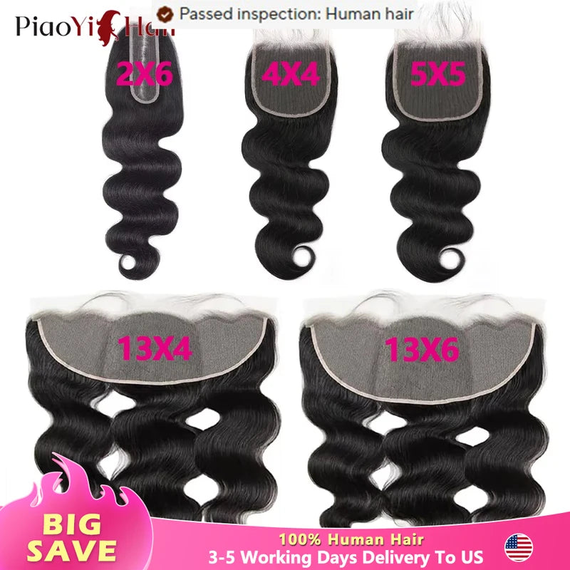 Body Wave 13x6 13x4 HD Lace Frontal & 4x4 5x5 HD Lace Closure Human Hair - Preplucked & Tangle-Free