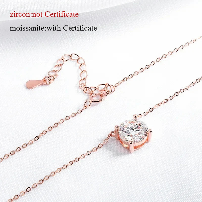 Luxury 1-6CT Moissanite Necklace for Women - Sterling Silver Pendant
