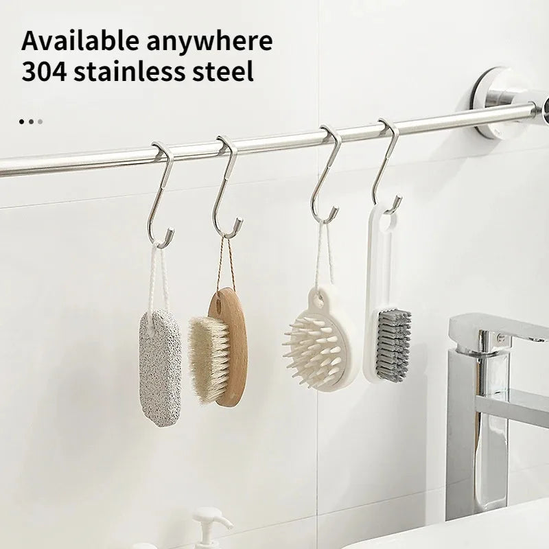 Stainless Steel S-Shape Hooks Set for Kitchen & Bathroom Storage - 5 Pack