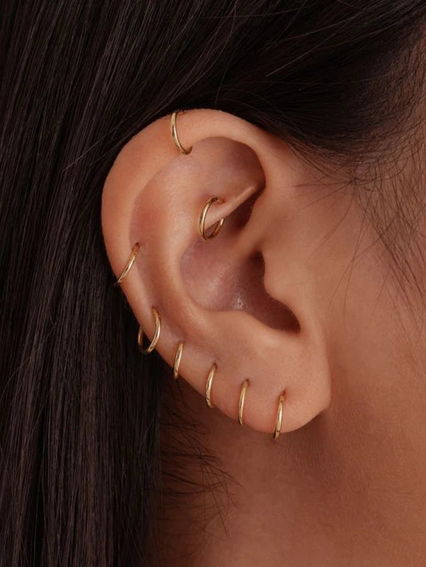 Small Hoop Earrings for Women - 18K Gold Plated Surgical Steel Huggie Earrings, Cartilage Helix Tragus