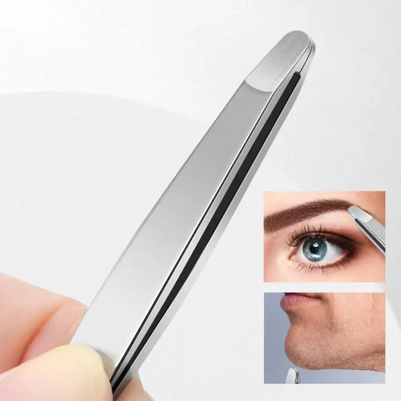 Stainless Steel Eyebrow & Facial Hair Remover Tweezers - Non-Slip Makeup Tools