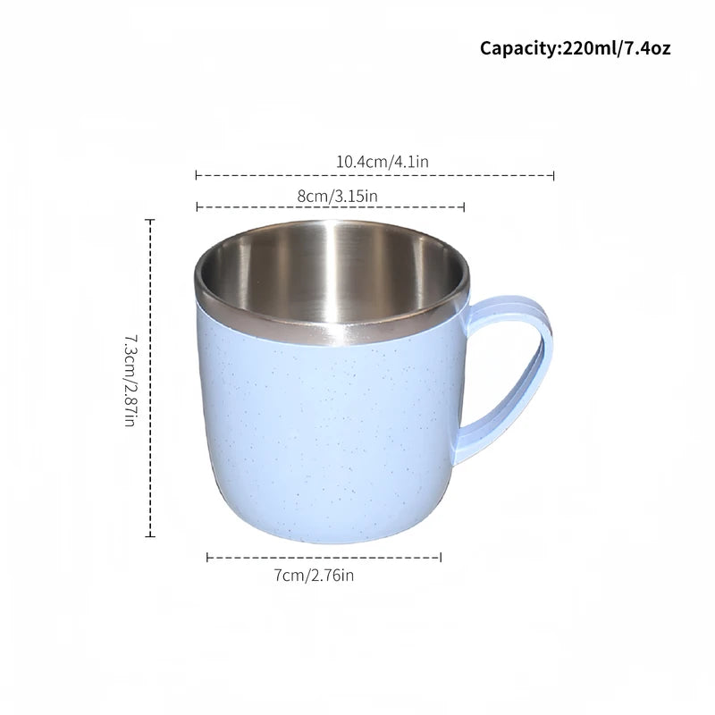 Double Layer Stainless Steel Coffee Mug with Plastic Handle - Water & Tea Cup