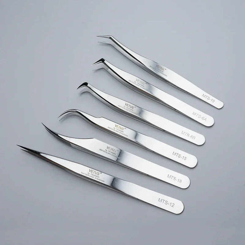 Eyelash Extension Tweezers Stainless Steel High Precision Anti-Static Makeup Tools