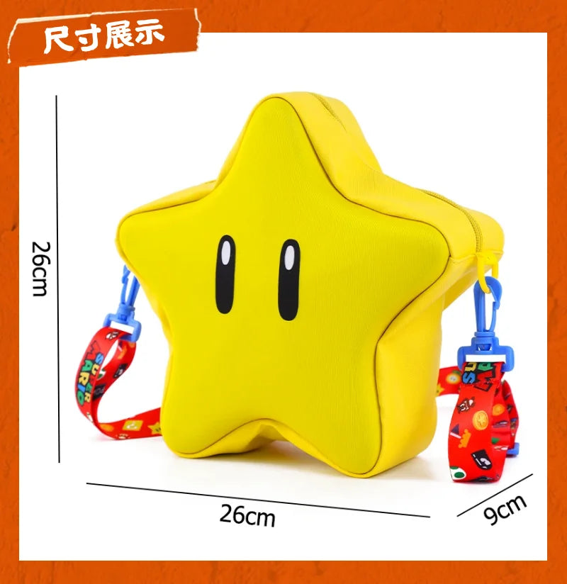 Super Mario Yellow Big Eye Star Backpack for Kids Girls Crossbody Anime Bag