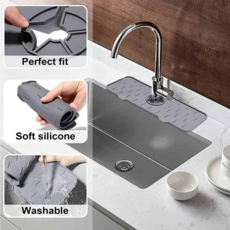 Silicone Faucet Mat Sink Splash Guard Kitchen Accessory - Multiple Colors