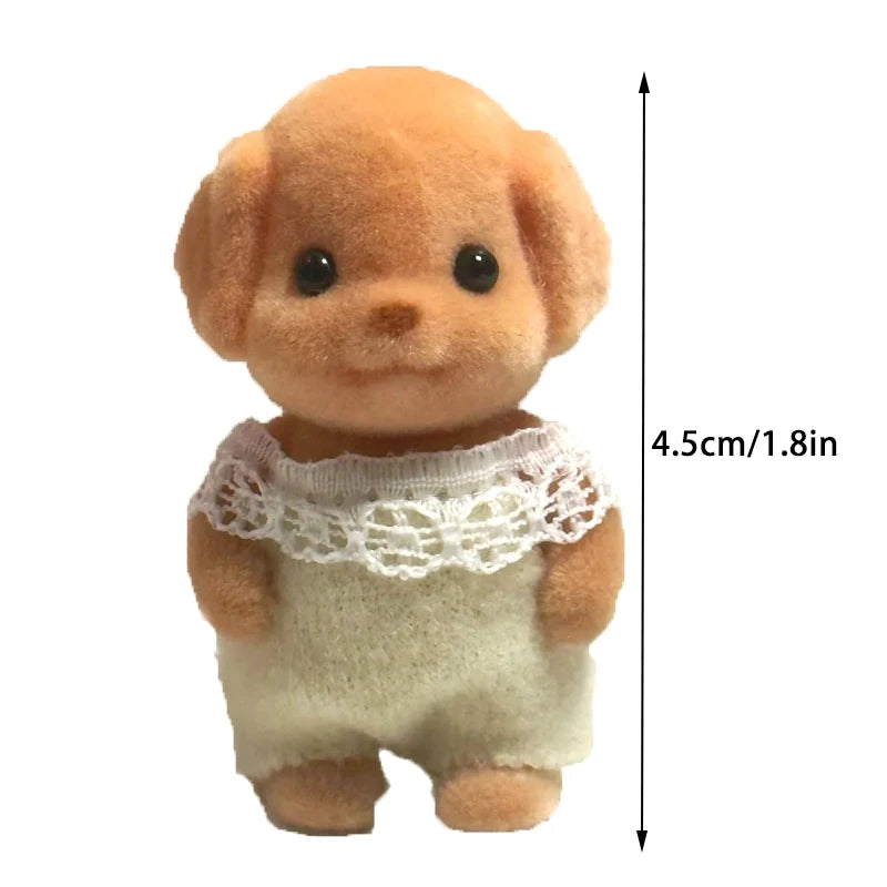 Movable Forest Animal Figurine Set - Plush Dog Model for Dollhouse & Miniatures