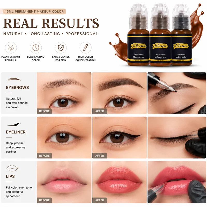 15ml Permanent Makeup Pigment Set for Microblading Eyebrow Lip & Eyeliner