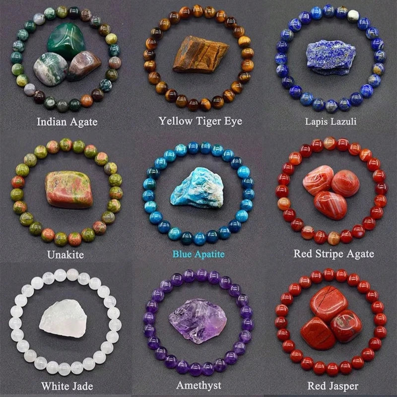 Natural Stone Bead Bracelet for Women & Men - Healing Jewelry Gift