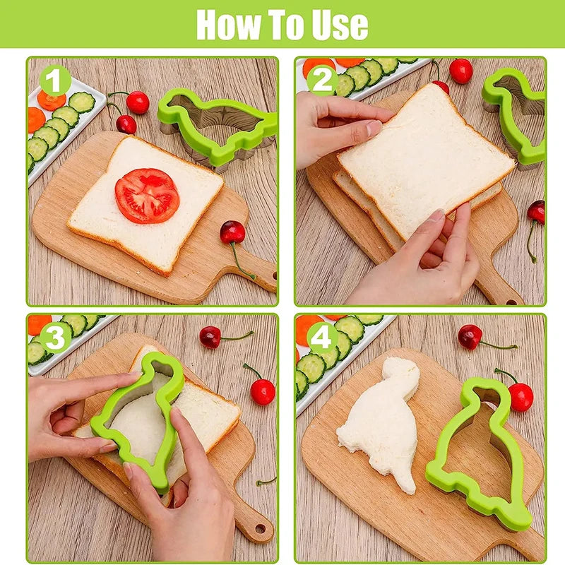 Kids Dinosaur Heart Star Mickey Fruit Vegetable Cookie Cutters Set - Food Shapes for Bread Cookies