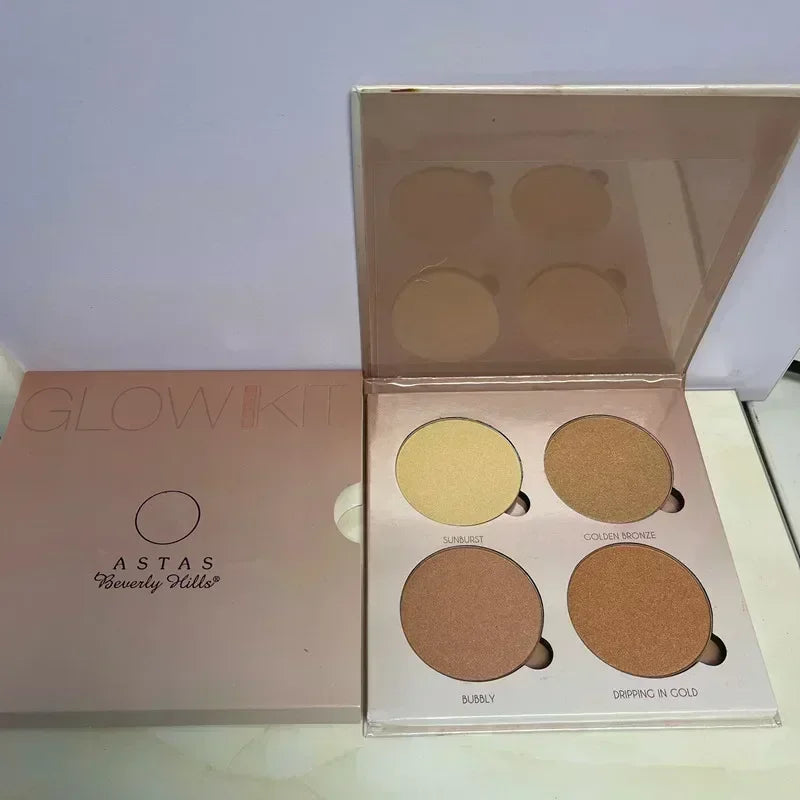 Glow Makeup Tool Kits - 4 Color Highlighting & Brush Sets for Cosmetics