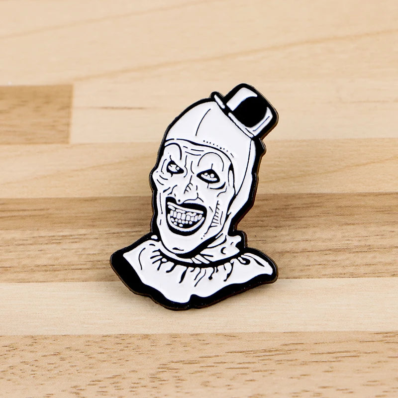 Art Clown Enamel Pin Horror Movie Brooch for Halloween Punk Fans Jewelry & Clothing Accessory
