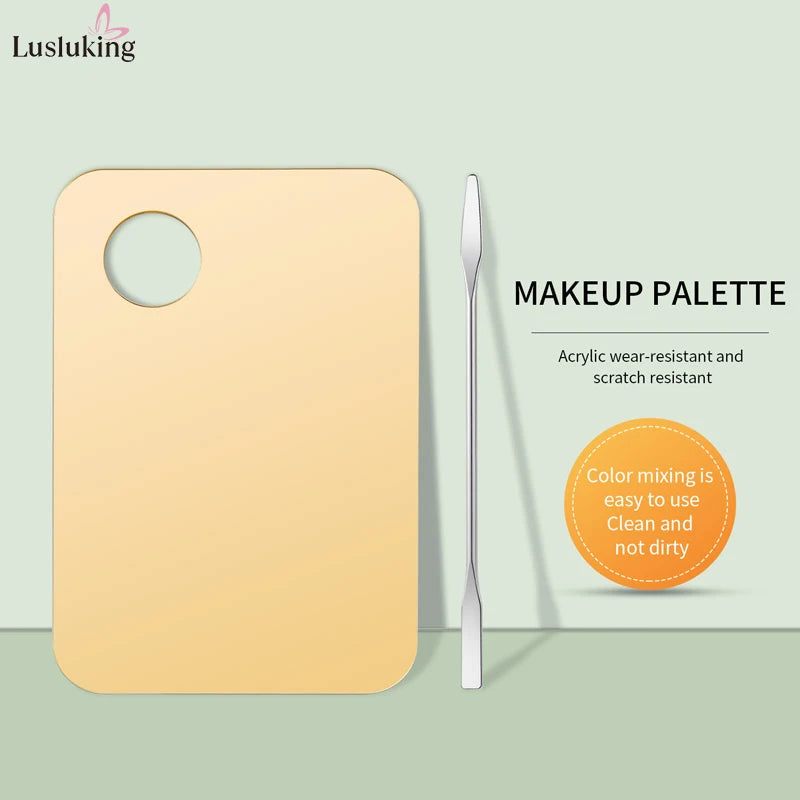 Makeup Mixing Palette Set with Stainless Steel Spatula - Multi-Color Acrylic Art Tools