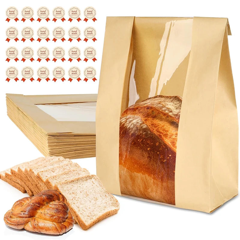 Large Bread Bags for Sourdough & Bakery Items with Clear Window - Pack of 1