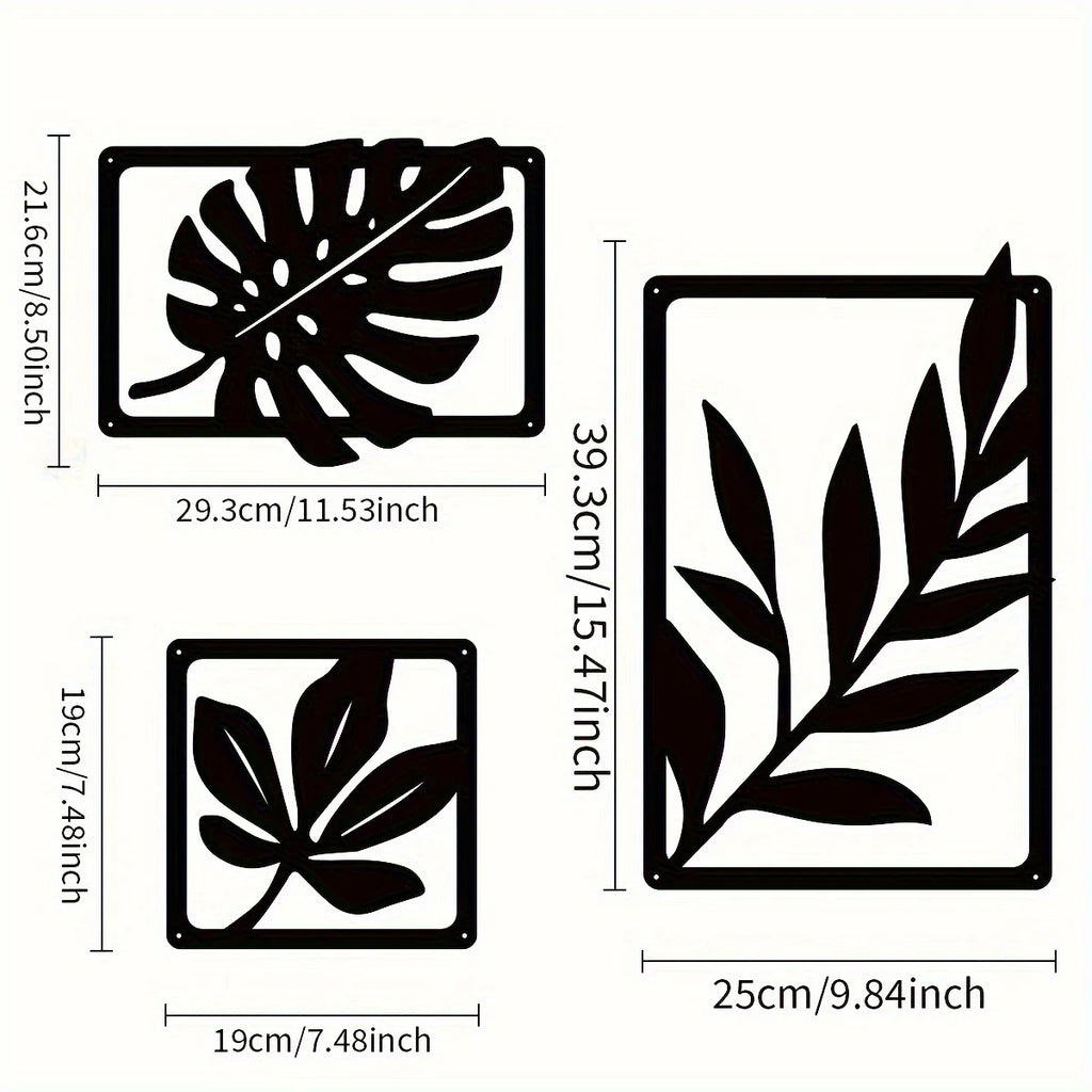 Minimalist Leaf Metal Wall Art - Modern Rustproof Iron Sculpture for Living Room & Home Decor