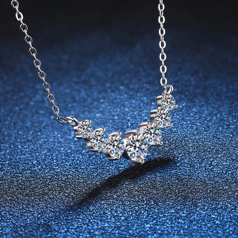 Moissanite Necklace for Women Wedding Jewelry 925 Sterling Silver Plated 18K White Gold