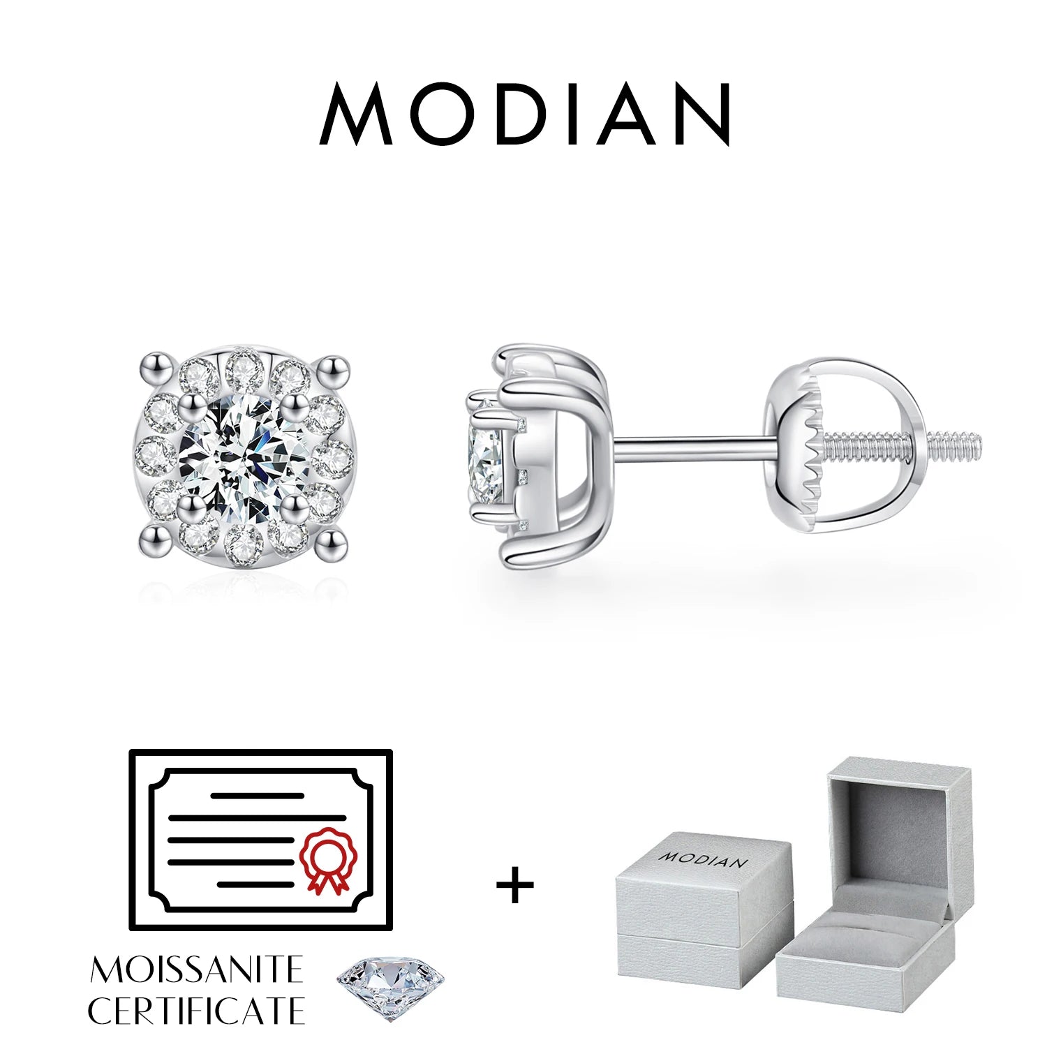 D Color Moissanite Stud Earrings 3.5mm Lab Created Diamond Silver Bridal Jewelry