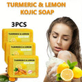 3PCS Lemon Turmeric Kojic Acid Soap for Face & Bath - Deep Moisturizing, All Skin Types
