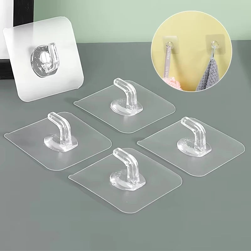 Heavy Duty Adhesive Hooks Set - Non-Punching, Non-Marking, Strong Plastic Wall Hooks, Multiple Colors