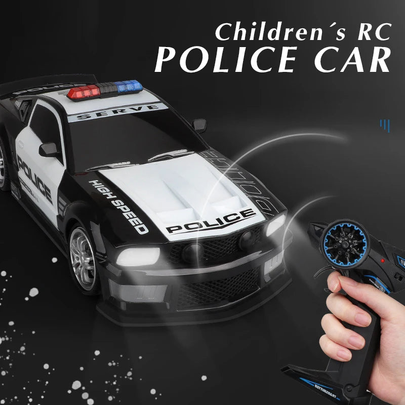 1/12 Scale Remote Control Police Car with Lights - Fast Drift Vehicle for Kids