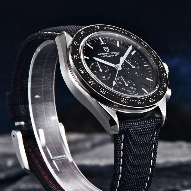 Luxury Quartz Moon Watch for Men with Luminous Dial Waterproof 100m