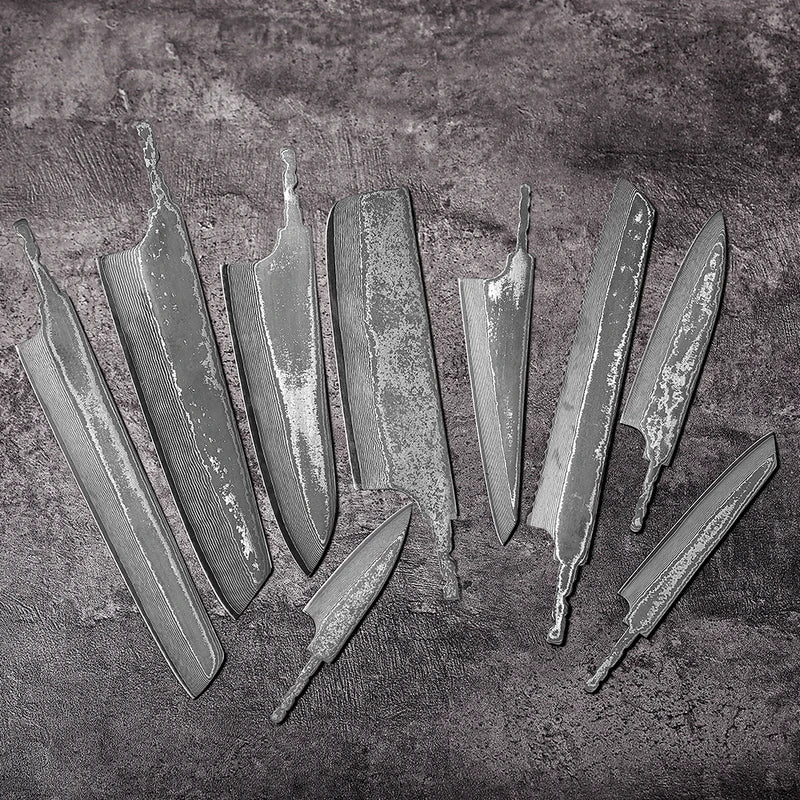 DIY Damascus Steel Chef Knife Blade - Full Tang Japanese Kitchen Tool