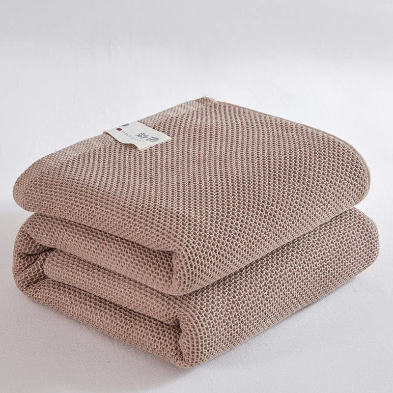 Cotton Bed Blanket Waffle Plaid Bedspread for Queen King & Sofa - Summer Quilt