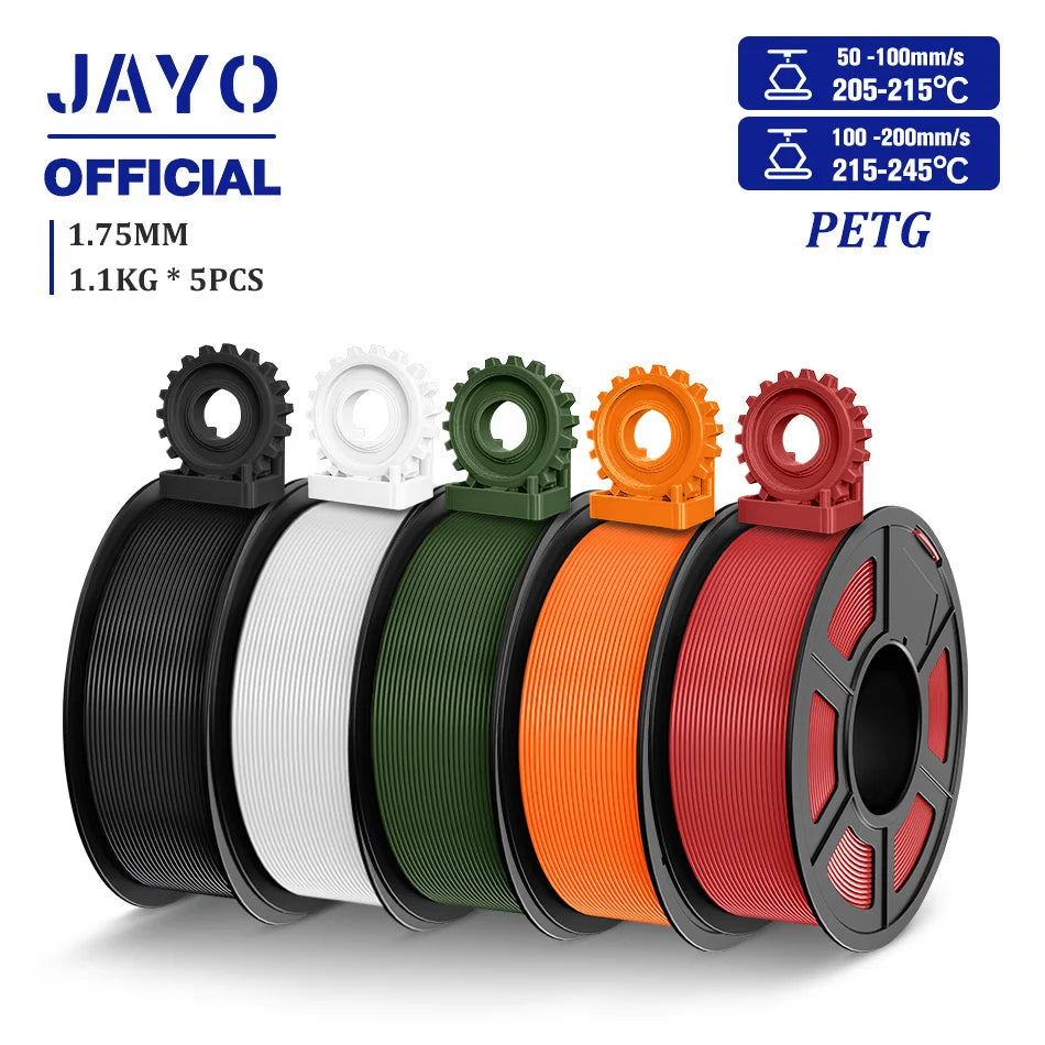 3D Printer Filament Set PLA PETG Silk Wood Marble 1.75mm 5 Rolls 1.1KG