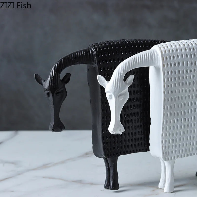 Armored Warhorse Statue Desk Decoration Resin Horse Ornament Creative Animal Sculpture