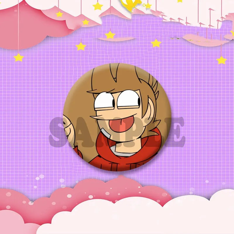 Anime Eddsworld Tord Coin Brooch Pin - Handmade Cartoon Role Play Badge
