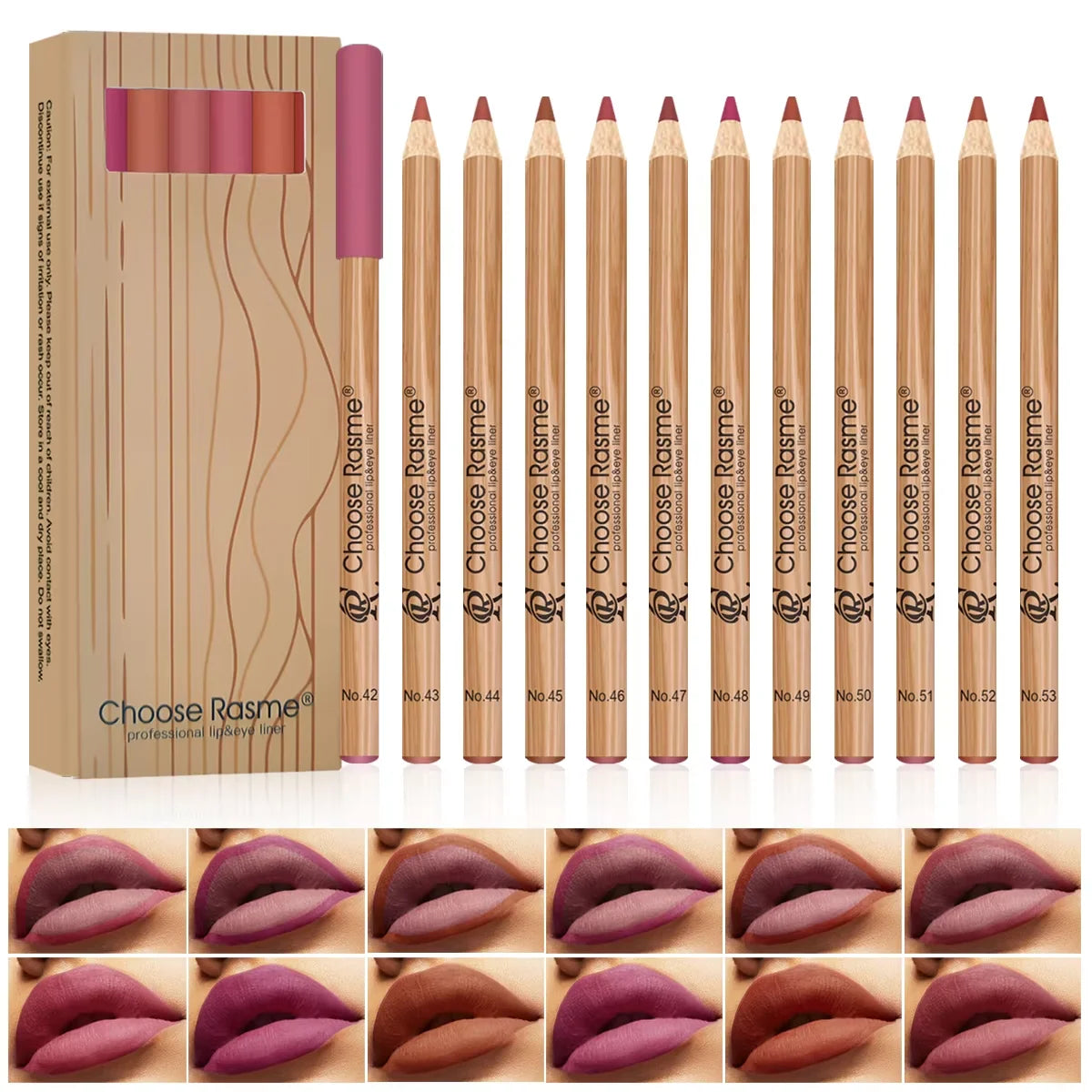 12-Piece Matte Lip Liner Set Waterproof & Long-Lasting Cosmetic Pencils