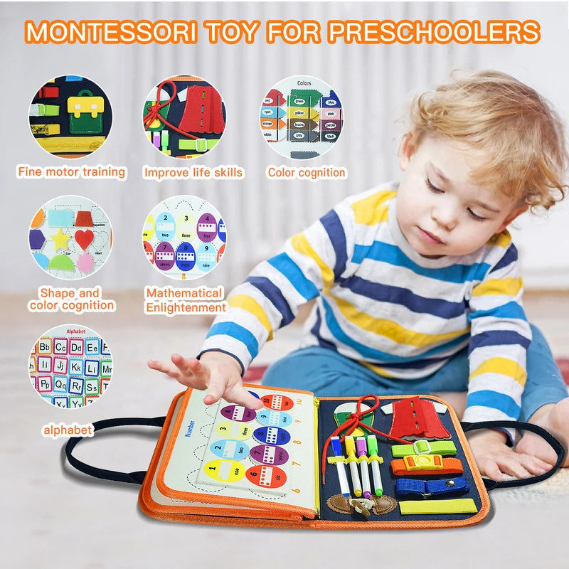 Montessori Busy Board for Kids 3-6 Sensory Educational Toy Fine Motor Skills