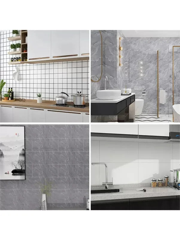 Self-Adhesive Marble Tile Stickers - Waterproof PVC Peel-and-Stick Wall & Floor Tiles