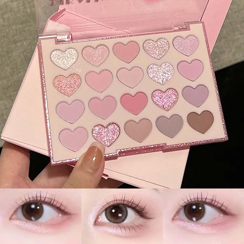 Colorful Heart Shaped Eyeshadow Palette with Glitter and Pearl Finish - Brighten Your Look