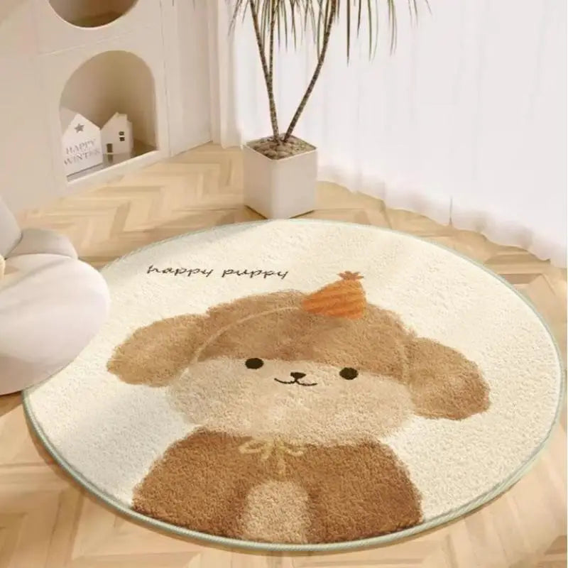 Cute Cartoon Flannel Carpet Rug Non-Slip Play Mat for Living Room & Children's Room