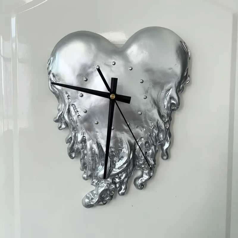 Heart Wall Clock Melting Love Shape Hanging Decor Modern Living Room Bedroom Gift