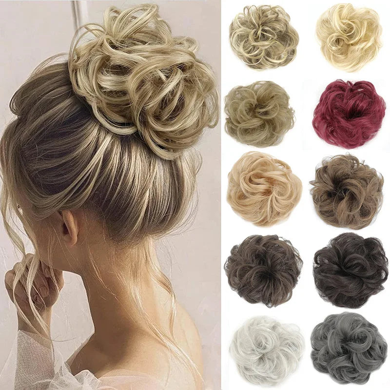 Disheveled Fluffy Wig Hair Bun Band - Natural High-Temperature Synthetic Curl
