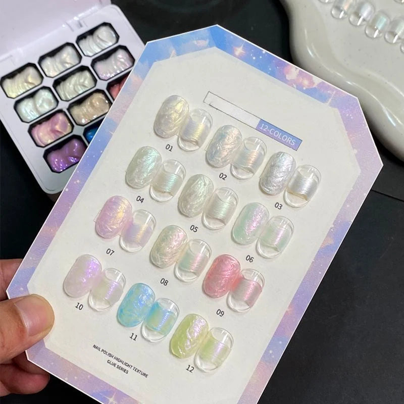 Non-Wipe 3D Aurora Nail Gel for Manicure - Texture Styling & Highlight