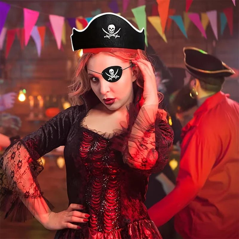 Pirate Eye Patches Skeleton Eye Mask Felt Set for Halloween & Parties