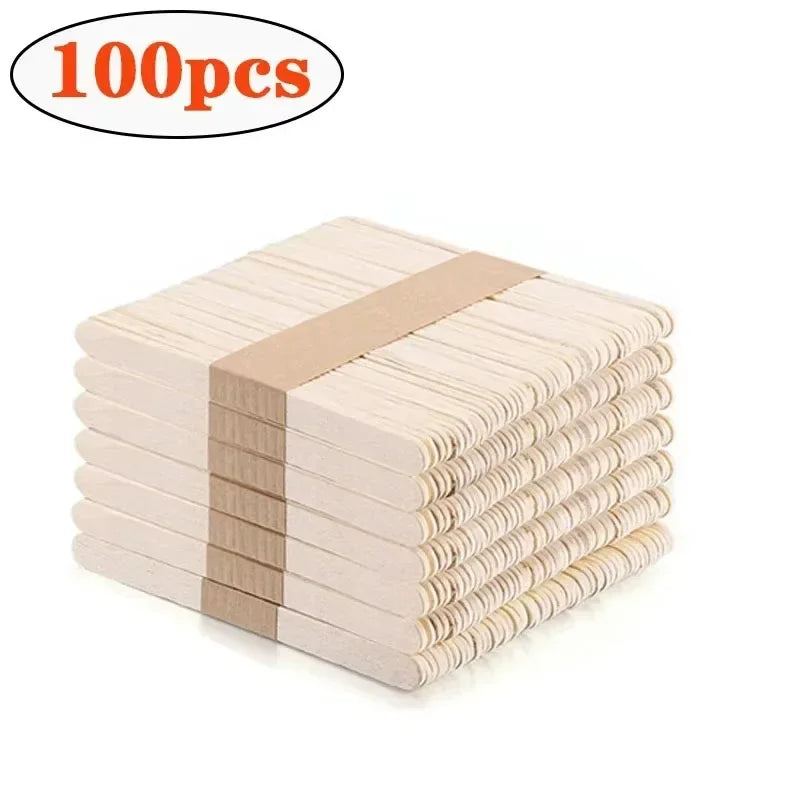 100 Pcs Wooden Popsicle Sticks for DIY Ice Cream, Crafts & Cake Decorating