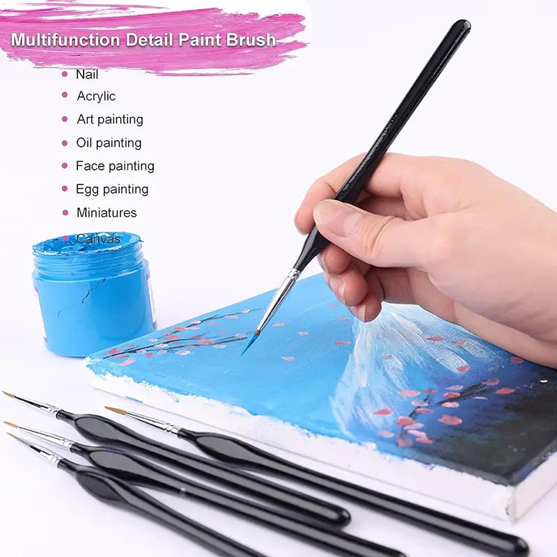 10-Piece Fine Detail Paint Brush Set for Miniatures, Nails, Face & Art
