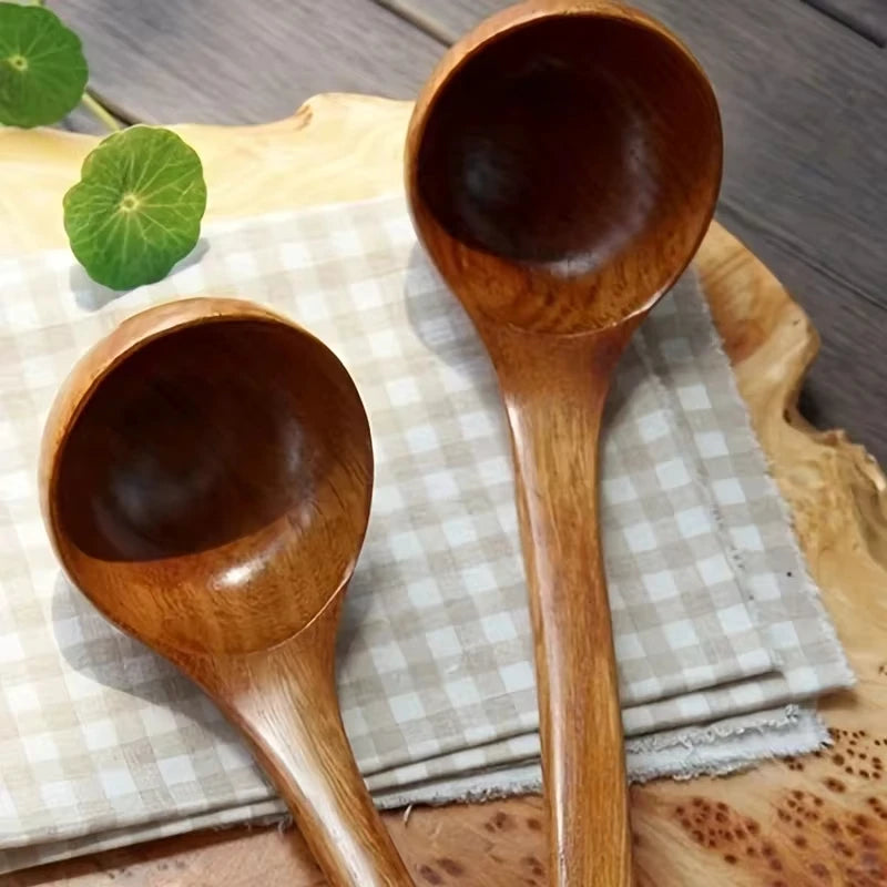 Non-Stick Wooden Cooking Spoon Set - Solid Food Safe Kitchen Utensils