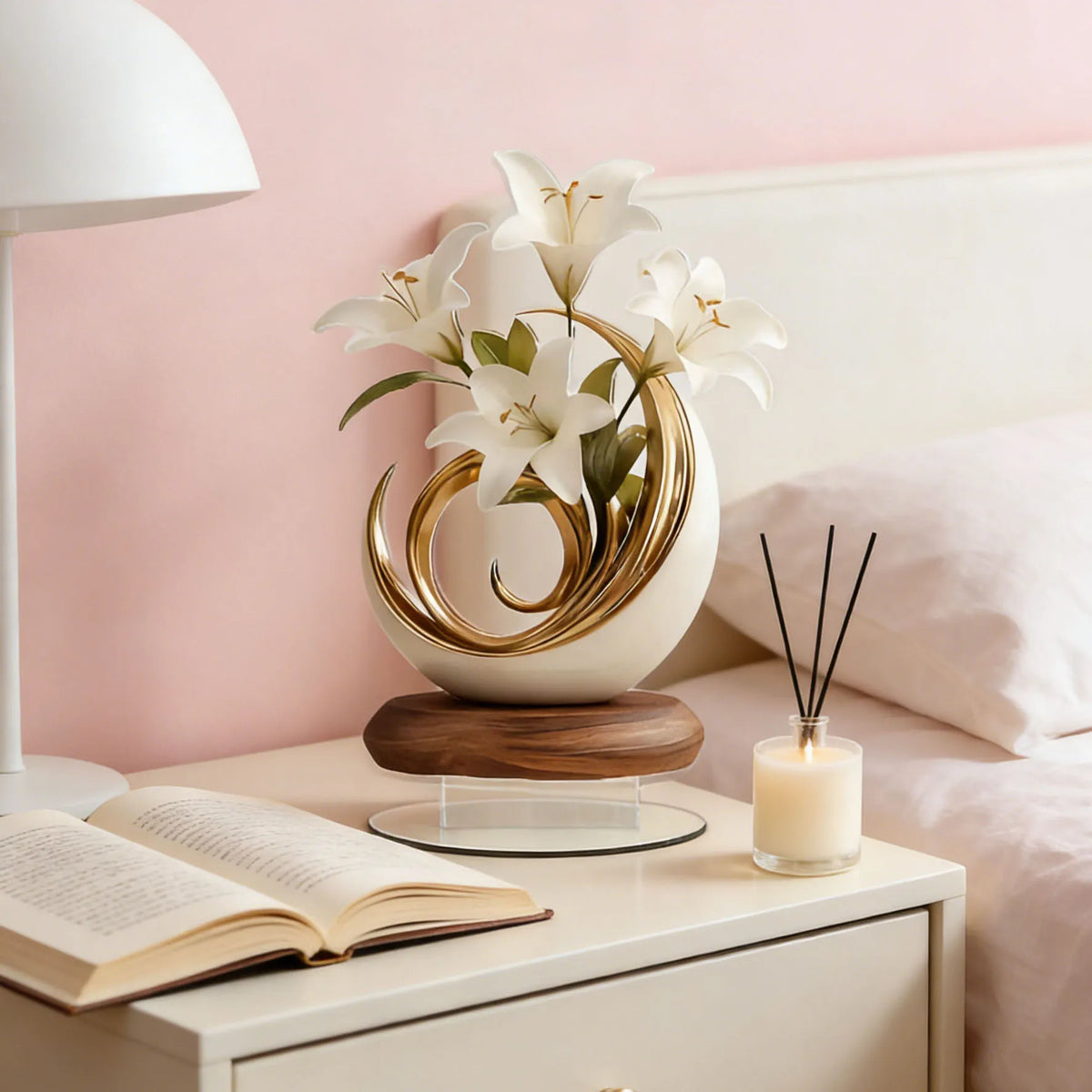 Elegant Flower Curve Acrylic Desktop Decoration for Home & Office - 2D Plan