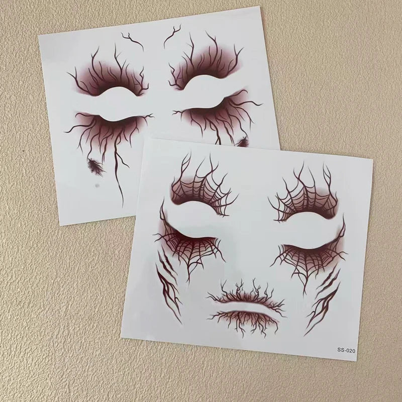 2pcs Vein Design Fake Tattoo Stickers Waterproof Body Art for Halloween