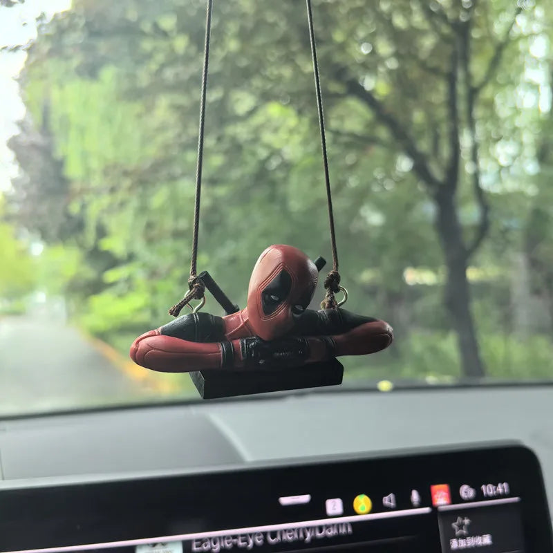 Deadpool Car Rearview Mirror Pendant Mini Action Figure Toy - Fun Car Accessory