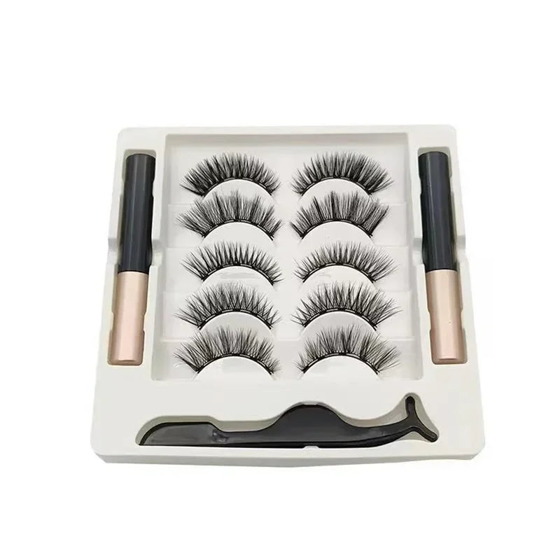 Magnetic Full Strip False Eyelashes Set - Natural, Dramatic, Thick Cilia