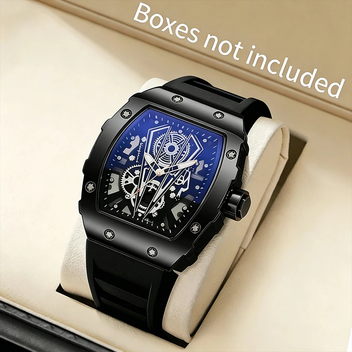 Men's Quartz Sports Watch with Silicone Band, Large Dial, Casual Style