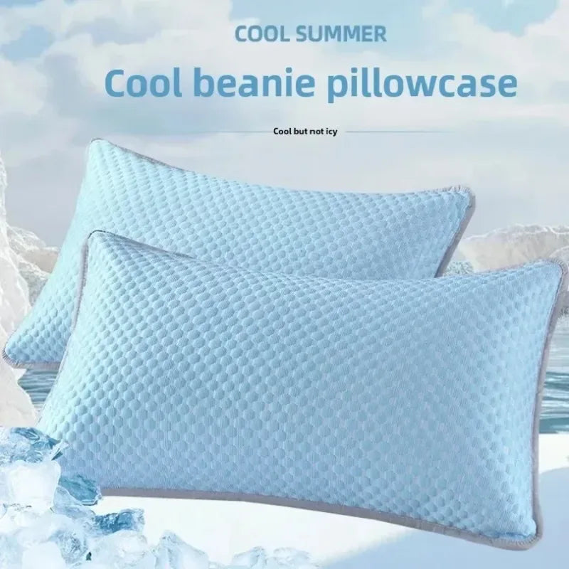 Summer Cooling Pillowcase Solid Color Ice Bean Pillow Cover 48x74cm - Washable