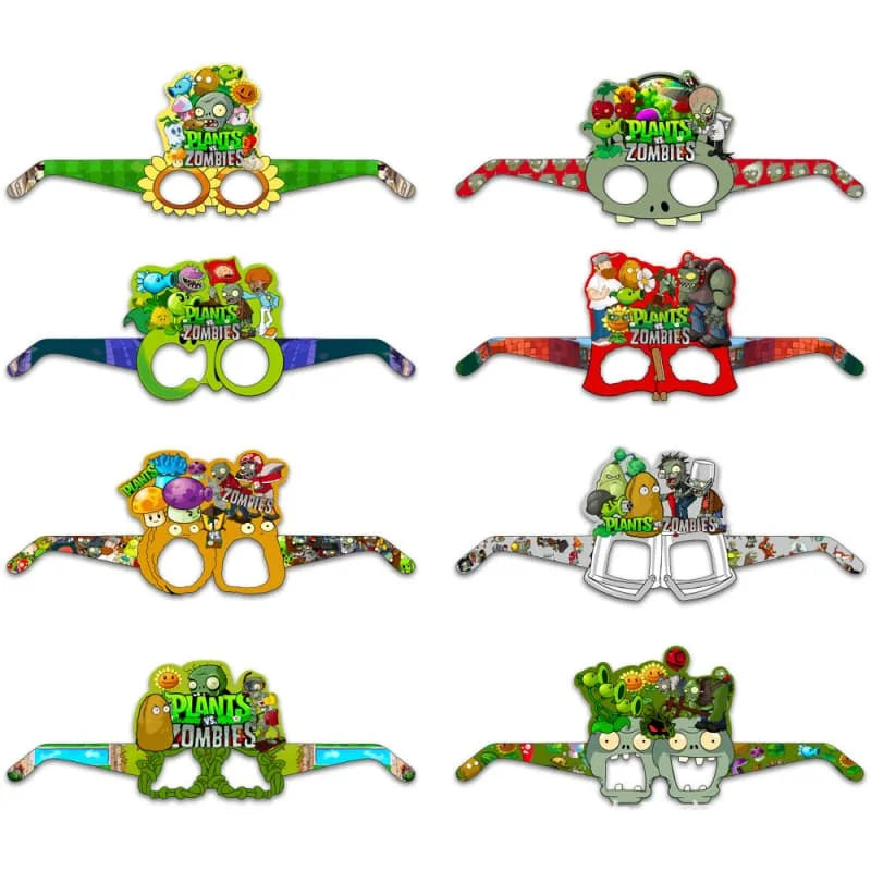 8-Pack Plant vs. Zombie Theme Party Photo Props Kids Birthday Gift Set