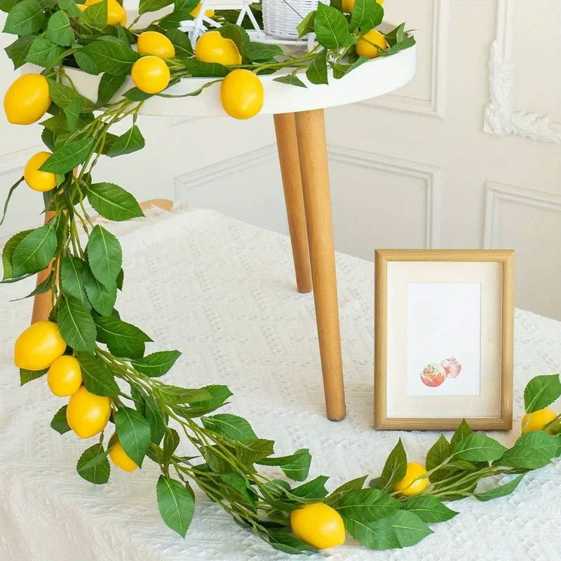 Artificial Lemon Wreath with Green Plants for Home Door Wall Decor - Wedding Party